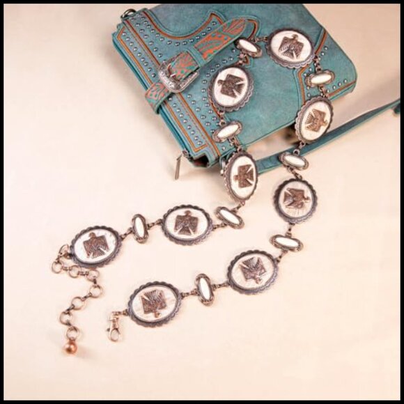 Western Concho Chain Belt Adjustable Metal Boho Chic Cowgirl Style main image 5